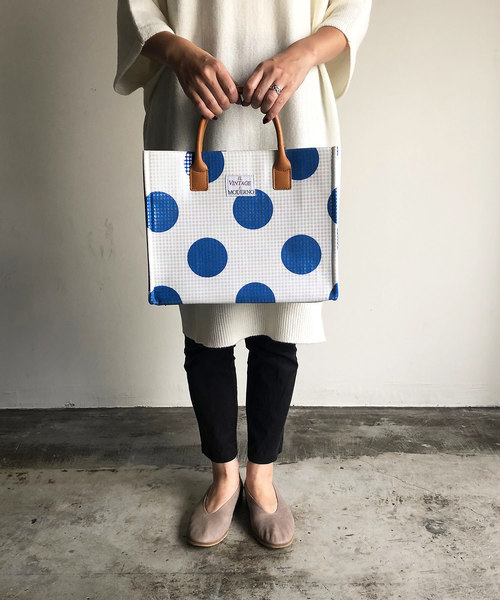 Print Nostalgic ヴィンテージ バッグ Tote Garage Dot ヴィンテージ Garage ノスタルジックガレー のファッション ドット撥水トートバック Bag Nostalgic M トートバッグ Nostalgic