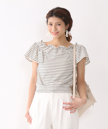 mystic | ボーダーシャーリングプルオーバー(Tシャツ/カットソー)