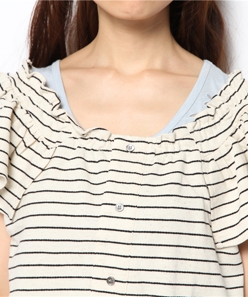 mystic（ミスティック）の「ボーダーシャーリングプルオーバー（Tシャツ/カットソー・レディース・グレー/ブラック/ブルー・ﾌﾘ-）」の9枚目の写真