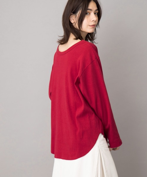 Munich（ミューニック）の「コットンカットソーラウンドネックプルオーバー（Tシャツ/カットソー・レディース・レッド/ダークグレー/キャメル/キナリ・FREE）」の12枚目の写真