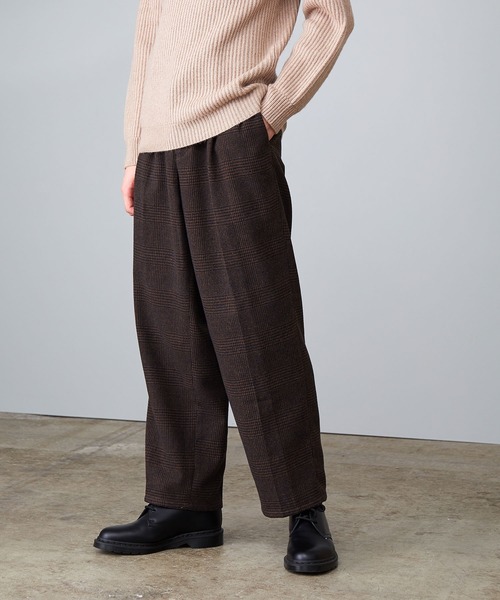 JUNRED（ジュンレッド）の「ツイーディーチェックワイドパンツ（その他パンツ・メンズ・ネイビー/ブラウン・S/M/L）」の2枚目の写真