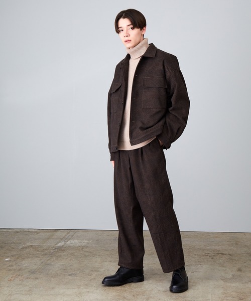 JUNRED（ジュンレッド）の「ツイーディーチェックワイドパンツ（その他パンツ・メンズ・ネイビー/ブラウン・S/M/L）」の8枚目の写真