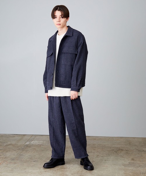 JUNRED（ジュンレッド）の「ツイーディーチェックワイドパンツ（その他パンツ・メンズ・ネイビー/ブラウン・S/M/L）」の4枚目の写真