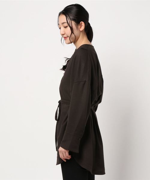 DouDou(ドゥドゥ)の「ベルト付き前開きシャツ3(シャツ/ブラウス・レディース・ダークブラウン/オフホワイト/ミント・FREE)」の5枚目の写真