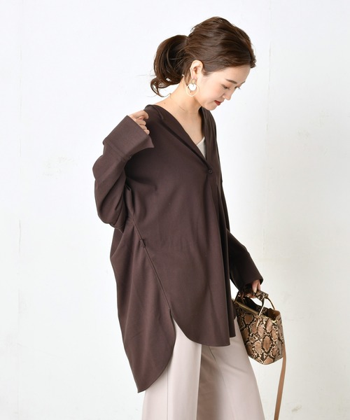 DouDou(ドゥドゥ)の「ベルト付き前開きシャツ3(シャツ/ブラウス・レディース・ダークブラウン/オフホワイト/ミント・FREE)」の10枚目の写真