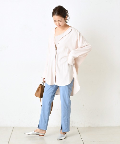 DouDou(ドゥドゥ)の「ベルト付き前開きシャツ3(シャツ/ブラウス・レディース・ダークブラウン/オフホワイト/ミント・FREE)」の17枚目の写真