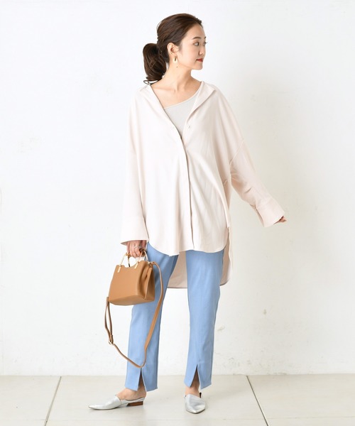 DouDou(ドゥドゥ)の「ベルト付き前開きシャツ3(シャツ/ブラウス・レディース・ダークブラウン/オフホワイト/ミント・FREE)」の18枚目の写真