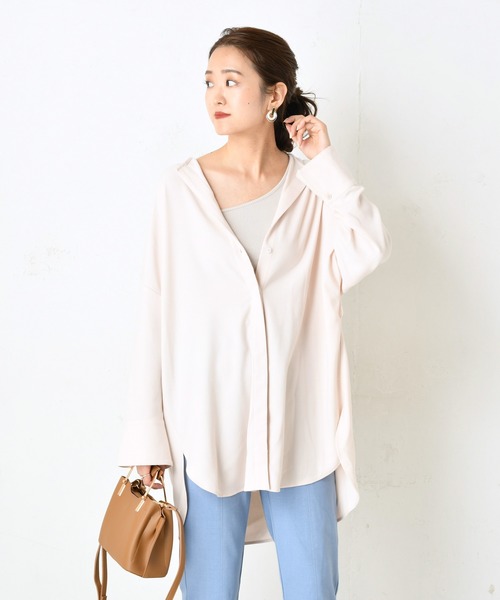 DouDou(ドゥドゥ)の「ベルト付き前開きシャツ3(シャツ/ブラウス・レディース・ダークブラウン/オフホワイト/ミント・FREE)」の20枚目の写真