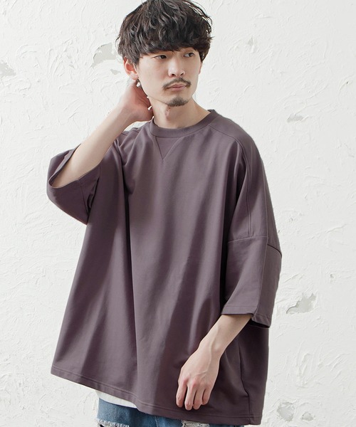 MinoriTY（マイノリティ）の「メンズ5分袖ビッグシルエットガゼットTシャツ（Tシャツ/カットソー・メンズ・ピンク/ベージュ/サックスブルー/ホワイト/ラベンダー/ブラック・FREE）」の5枚目の写真