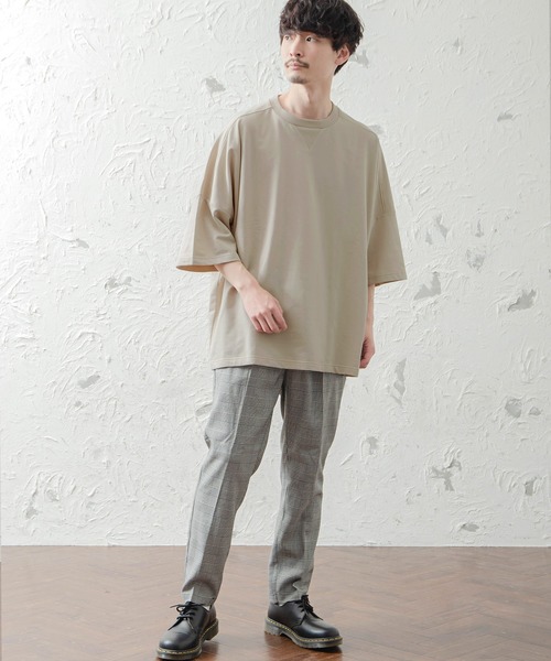 MinoriTY（マイノリティ）の「メンズ5分袖ビッグシルエットガゼットTシャツ（Tシャツ/カットソー・メンズ・ピンク/ベージュ/サックスブルー/ホワイト/ラベンダー/ブラック・FREE）」の16枚目の写真