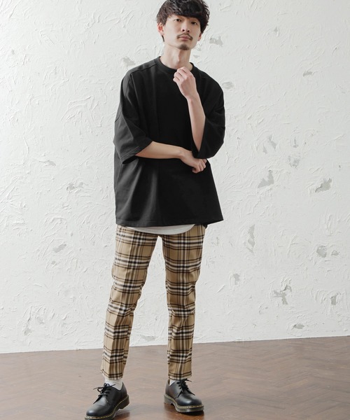 MinoriTY（マイノリティ）の「メンズ5分袖ビッグシルエットガゼットTシャツ（Tシャツ/カットソー・メンズ・ピンク/ベージュ/サックスブルー/ホワイト/ラベンダー/ブラック・FREE）」の10枚目の写真