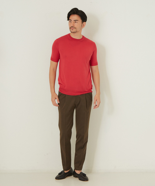 DESIGNWORKS（デザインワークス）の「ウォッシャブルシルク天竺 ニットTシャツ（Tシャツ/カットソー・メンズ・ホワイト/ブラック/カーキ/インディゴブルー/ワイン・46/48/50）」の22枚目の写真