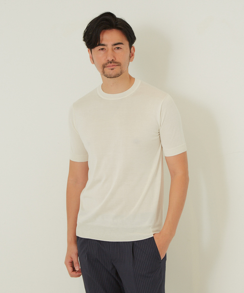 DESIGNWORKS（デザインワークス）の「ウォッシャブルシルク天竺 ニットTシャツ（Tシャツ/カットソー・メンズ・ホワイト/ブラック/カーキ/インディゴブルー/ワイン・46/48/50）」の17枚目の写真