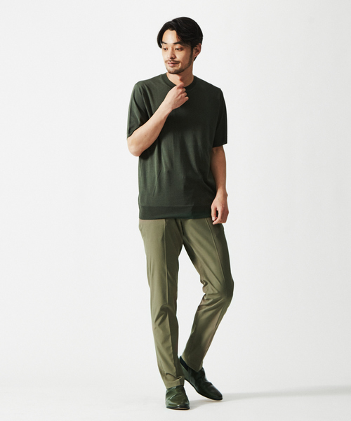 DESIGNWORKS（デザインワークス）の「ウォッシャブルシルク天竺 ニットTシャツ（Tシャツ/カットソー・メンズ・ホワイト/ブラック/カーキ/インディゴブルー/ワイン・46/48/50）」の10枚目の写真