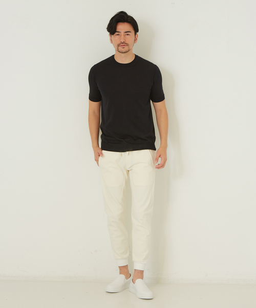 DESIGNWORKS（デザインワークス）の「ウォッシャブルシルク天竺 ニットTシャツ（Tシャツ/カットソー・メンズ・ホワイト/ブラック/カーキ/インディゴブルー/ワイン・46/48/50）」の8枚目の写真