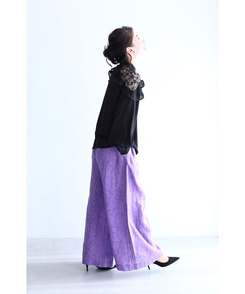 cawaii（カワイイ）の「（黒）肩を美しく飾るフリルとレースのリボンブラウストップス（シャツ/ブラウス・レディース・ブラック・FREE）」の14枚目の写真
