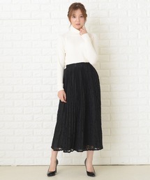 花柄総レースロング丈プリーツスカート
