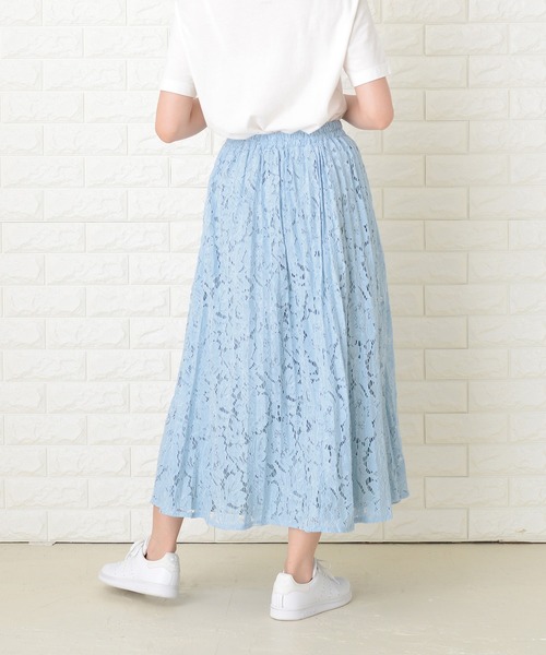Lace Ladies(レースレディース)の「花柄総レースロング丈プリーツスカート(スカート・レディース・ライトブルー/ブラック/ベージュ/グレー/グリーン・FREE)」の21枚目の写真
