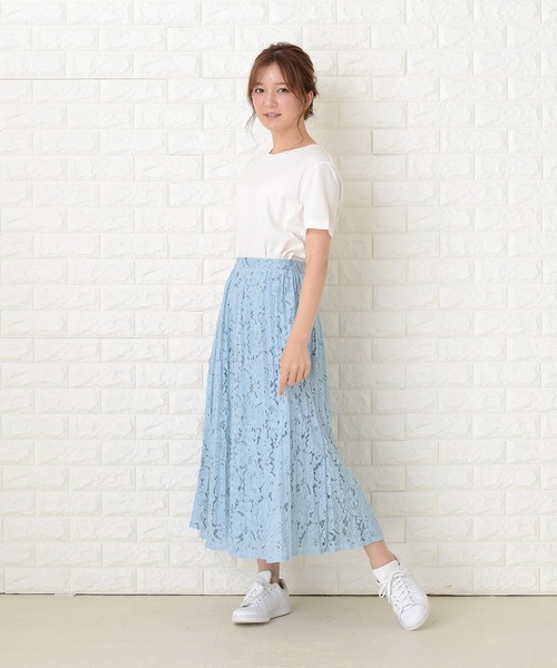 Lace Ladies(レースレディース)の「花柄総レースロング丈プリーツスカート(スカート・レディース・ライトブルー/ブラック/ベージュ/グレー/グリーン・FREE)」の17枚目の写真
