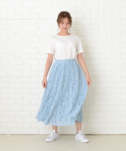 Lace Ladies(レースレディース)の「花柄総レースロング丈プリーツスカート(スカート・レディース・ライトブルー/ブラック/ベージュ/グレー/グリーン・FREE)」の19枚目の写真