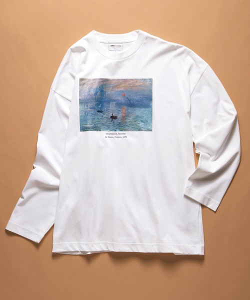 EMMA CLOTHES（エマクローズ）の「ART×EMMA CLOTHES別注 アート転写プリントシルケットライク天竺ビッグシルエット L/Sカットソー グラフィック カットソー（Tシャツ/カットソー・メンズ・ブラウン系その他/ベージュ系その他/ホワイト系その他/ブラック系その他/グリーン系その他/ホワイト系その他2/ホワイト系その他3/ブラック系その他2/ブラック系その他3/ブラウン系その他2/ブラウン系その他3/ベージュ系その他2/ベージュ系その他3/グリーン系その他2/グリーン系その他3・M/L）」の2枚目の写真