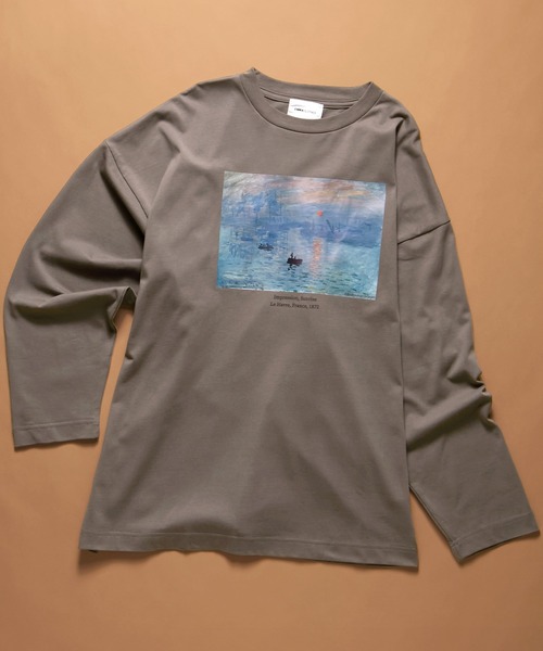 EMMA CLOTHES（エマクローズ）の「ART×EMMA CLOTHES別注 アート転写プリントシルケットライク天竺ビッグシルエット L/Sカットソー グラフィック カットソー（Tシャツ/カットソー・メンズ・ブラウン系その他/ベージュ系その他/ホワイト系その他/ブラック系その他/グリーン系その他/ホワイト系その他2/ホワイト系その他3/ブラック系その他2/ブラック系その他3/ブラウン系その他2/ブラウン系その他3/ベージュ系その他2/ベージュ系その他3/グリーン系その他2/グリーン系その他3・M/L）」の8枚目の写真