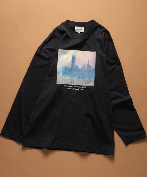 EMMA CLOTHES（エマクローズ）の「ART×EMMA CLOTHES別注 アート転写プリントシルケットライク天竺ビッグシルエット L/Sカットソー グラフィック カットソー（Tシャツ/カットソー・メンズ・ブラウン系その他/ベージュ系その他/ホワイト系その他/ブラック系その他/グリーン系その他/ホワイト系その他2/ホワイト系その他3/ブラック系その他2/ブラック系その他3/ブラウン系その他2/ブラウン系その他3/ベージュ系その他2/ベージュ系その他3/グリーン系その他2/グリーン系その他3・M/L）」の7枚目の写真
