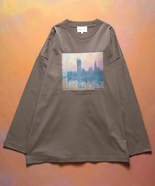 EMMA CLOTHES（エマクローズ）の「ART×EMMA CLOTHES別注 アート転写プリントシルケットライク天竺ビッグシルエット L/Sカットソー グラフィック カットソー（Tシャツ/カットソー・メンズ・ブラウン系その他/ベージュ系その他/ホワイト系その他/ブラック系その他/グリーン系その他/ホワイト系その他2/ホワイト系その他3/ブラック系その他2/ブラック系その他3/ブラウン系その他2/ブラウン系その他3/ベージュ系その他2/ベージュ系その他3/グリーン系その他2/グリーン系その他3・M/L）」の9枚目の写真