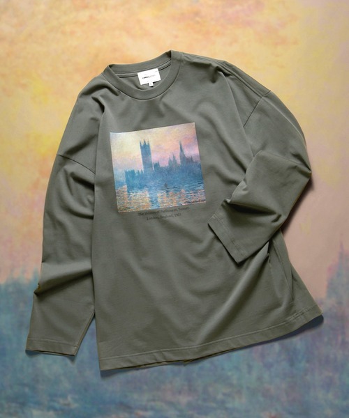 EMMA CLOTHES（エマクローズ）の「ART×EMMA CLOTHES別注 アート転写プリントシルケットライク天竺ビッグシルエット L/Sカットソー グラフィック カットソー（Tシャツ/カットソー・メンズ・ブラウン系その他/ベージュ系その他/ホワイト系その他/ブラック系その他/グリーン系その他/ホワイト系その他2/ホワイト系その他3/ブラック系その他2/ブラック系その他3/ブラウン系その他2/ブラウン系その他3/ベージュ系その他2/ベージュ系その他3/グリーン系その他2/グリーン系その他3・M/L）」の15枚目の写真