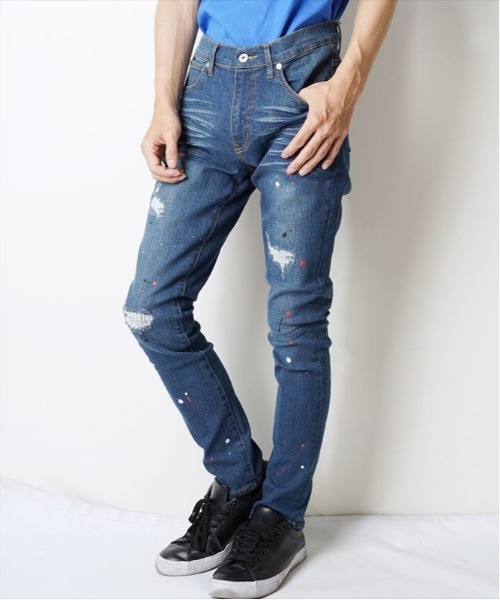 セール ペイント加工ストレッチデニムパンツ Ir デニムパンツ おしゃれスタ オシャレスタ のファッション通販 Zozotown