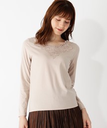モチーフレースロングTシャツ