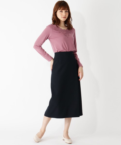 grove（グローブ）の「モチーフレースロングTシャツ（Tシャツ/カットソー・レディース・ブラック/アイボリー/ライトベージュ/ピンク系・01/02/03/04）」の6枚目の写真