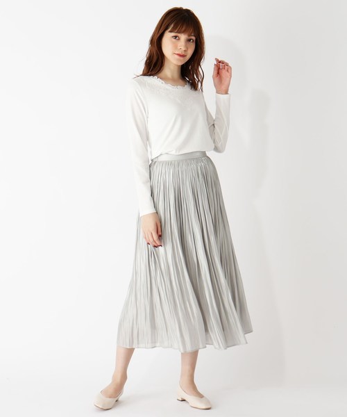 grove（グローブ）の「モチーフレースロングTシャツ（Tシャツ/カットソー・レディース・ブラック/アイボリー/ライトベージュ/ピンク系・01/02/03/04）」の14枚目の写真
