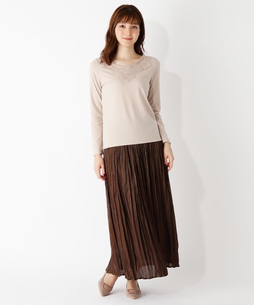 grove（グローブ）の「モチーフレースロングTシャツ（Tシャツ/カットソー・レディース・ブラック/アイボリー/ライトベージュ/ピンク系・01/02/03/04）」の7枚目の写真