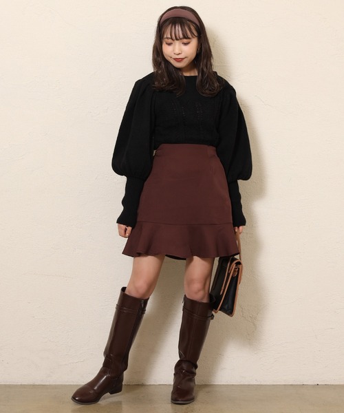 one after another NICE CLAUP(ワンアフターアナザーナイスクラップ)の「切替フリルミニスカート(スカート・レディース・ブラック/ブラウン/レオパード/チェック・FREE)」の17枚目の写真