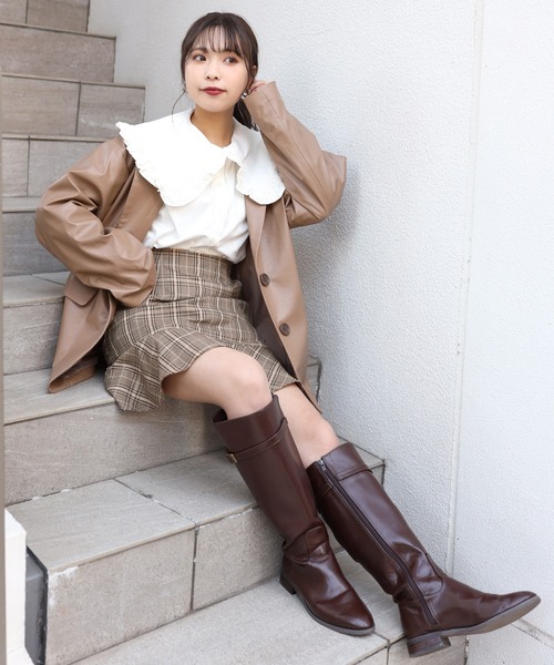 one after another NICE CLAUP(ワンアフターアナザーナイスクラップ)の「切替フリルミニスカート(スカート・レディース・ブラック/ブラウン/レオパード/チェック・FREE)」の8枚目の写真