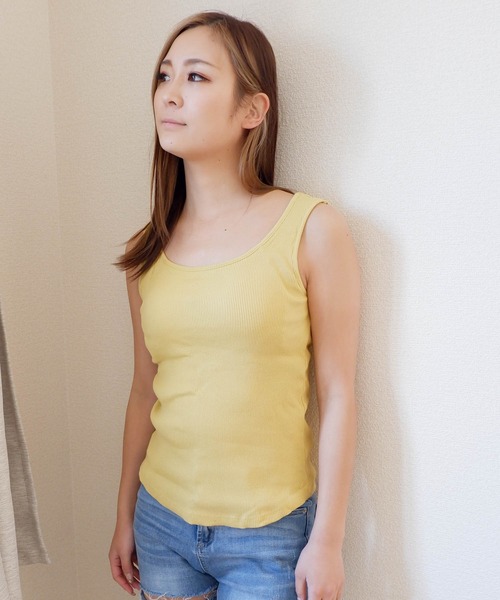 FRUIT OF THE LOOM(フルーツオブザルーム)の「カップ付きリブタンクトップ / インナー / コットン / 伸縮性(タンクトップ・レディース・マスタード/カーキ/ブラック/ブラウン/ホワイト・M)」の5枚目の写真