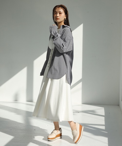 one after another NICE CLAUP(ワンアフターアナザーナイスクラップ)の「アソートビッグシャツ(シャツ/ブラウス・レディース・チェック/サックスブルー/ブラック/オフホワイト・FREE)」の8枚目の写真