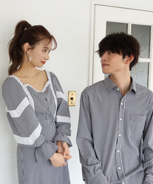 one after another NICE CLAUP(ワンアフターアナザーナイスクラップ)の「アソートビッグシャツ(シャツ/ブラウス・レディース・チェック/サックスブルー/ブラック/オフホワイト・FREE)」の10枚目の写真