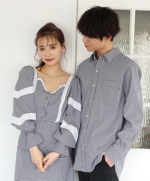 one after another NICE CLAUP(ワンアフターアナザーナイスクラップ)の「アソートビッグシャツ(シャツ/ブラウス・レディース・チェック/サックスブルー/ブラック/オフホワイト・FREE)」の9枚目の写真