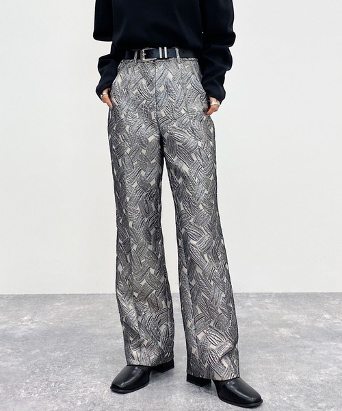 PAGEBOY（ページボーイ）の「【CORE】リーフジャガードパンツ（その他パンツ・レディース・ブラック/ベージュ・SMALL/MEDIUM）」の2枚目の写真