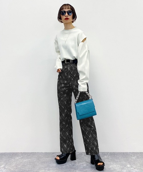 PAGEBOY（ページボーイ）の「【CORE】リーフジャガードパンツ（その他パンツ・レディース・ブラック/ベージュ・SMALL/MEDIUM）」の5枚目の写真