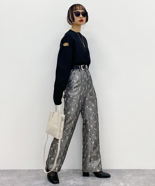 PAGEBOY（ページボーイ）の「【CORE】リーフジャガードパンツ（その他パンツ・レディース・ブラック/ベージュ・SMALL/MEDIUM）」の8枚目の写真