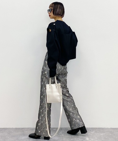 PAGEBOY（ページボーイ）の「【CORE】リーフジャガードパンツ（その他パンツ・レディース・ブラック/ベージュ・SMALL/MEDIUM）」の3枚目の写真