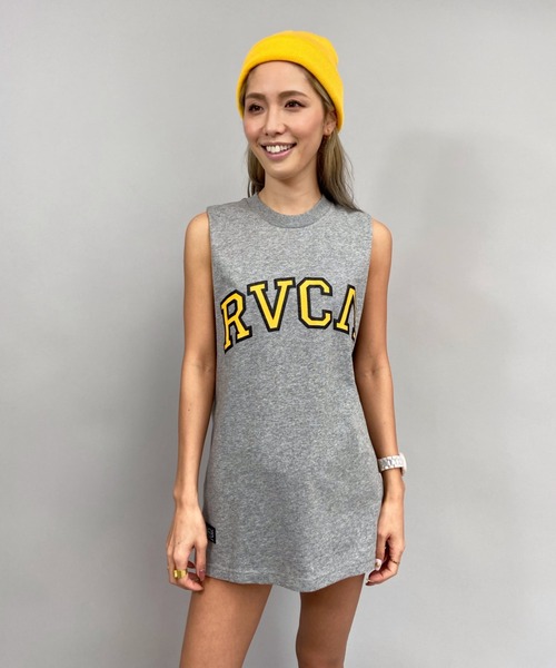 RVCA（ルーカ）の「RVCA/ルーカ  ビッグシルエット  カレッジ風ロゴタンクトップ   BB043-382（タンクトップ・レディース・ホワイト/グレー/カーキ/ブラック・S/XS）」の3枚目の写真