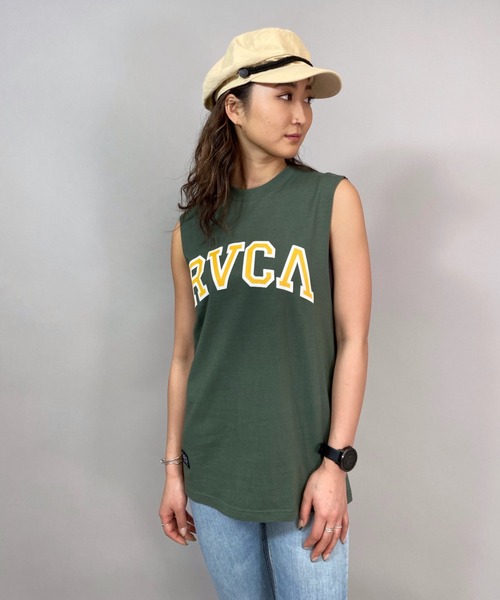 RVCA（ルーカ）の「RVCA/ルーカ  ビッグシルエット  カレッジ風ロゴタンクトップ   BB043-382（タンクトップ・レディース・ホワイト/グレー/カーキ/ブラック・S/XS）」の4枚目の写真