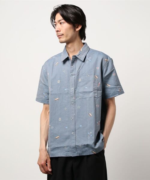 KRIFF MAYER（クリフメイヤー）の「さらっとエアー半袖柄シャツ（シャツ/ブラウス・メンズ・オリーブ/ダークネイビー/ロイヤルブルー・X-LARGE/LARGE/SMALL/MEDIUM）」の2枚目の写真