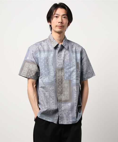 KRIFF MAYER（クリフメイヤー）の「さらっとエアー半袖柄シャツ（シャツ/ブラウス・メンズ・オリーブ/ダークネイビー/ロイヤルブルー・X-LARGE/LARGE/SMALL/MEDIUM）」の6枚目の写真