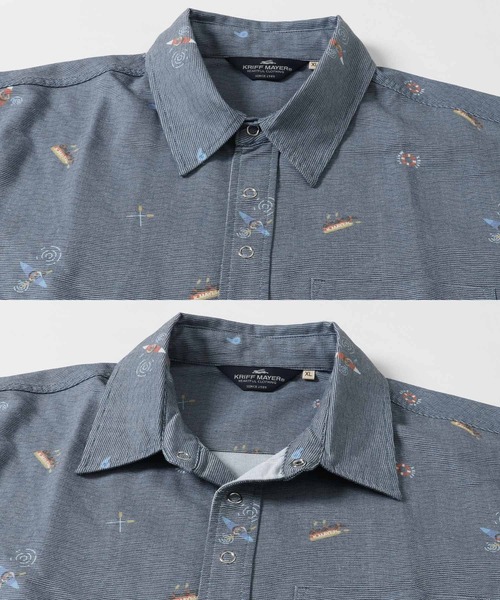 KRIFF MAYER（クリフメイヤー）の「さらっとエアー半袖柄シャツ（シャツ/ブラウス・メンズ・オリーブ/ダークネイビー/ロイヤルブルー・X-LARGE/LARGE/SMALL/MEDIUM）」の7枚目の写真