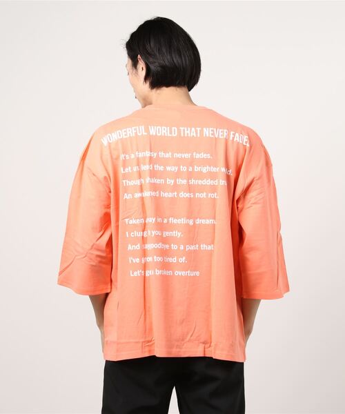 SHISKY(シスキー)の「ビッグシルエット プリント クルーネック 7分袖 Tシャツ カットソー(Tシャツ/カットソー・メンズ・ブラック/ベージュ/オフホワイト/ミント/モカ/チャコール/ホワイト系/ベージュ系/オレンジ系・M/L/XL)」の13枚目の写真